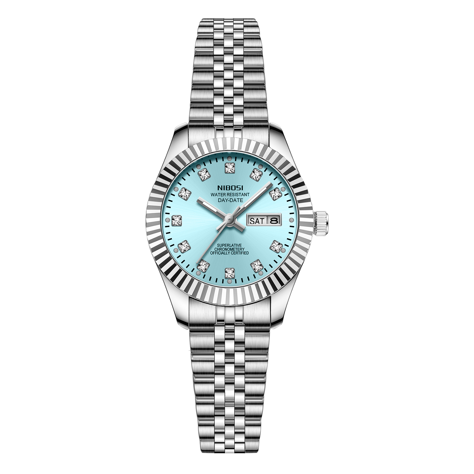 Nibosi Millbury Day-Date Silver Blue | Damklockor | Klocktema