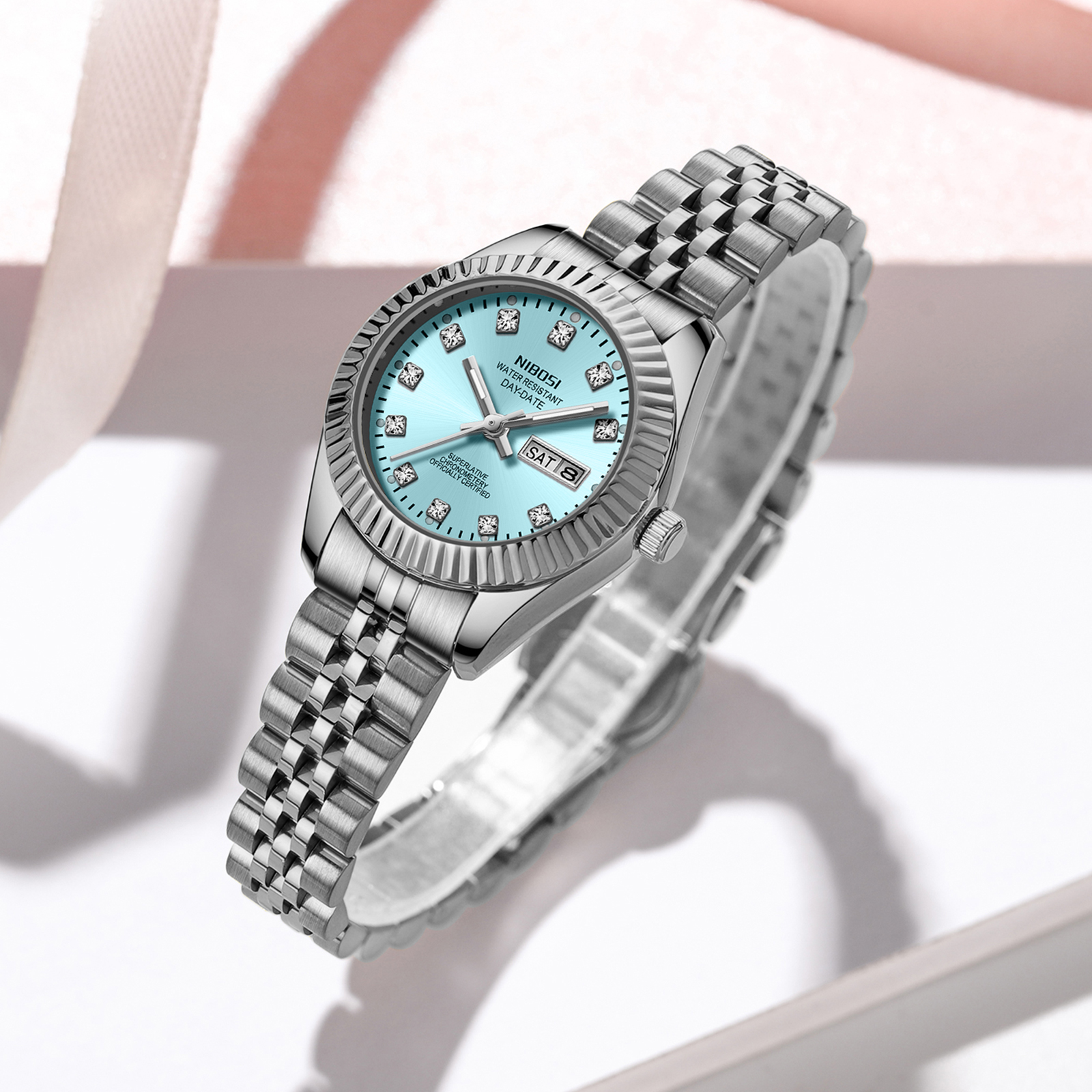 Nibosi Millbury Day-Date Silver Blue - 7