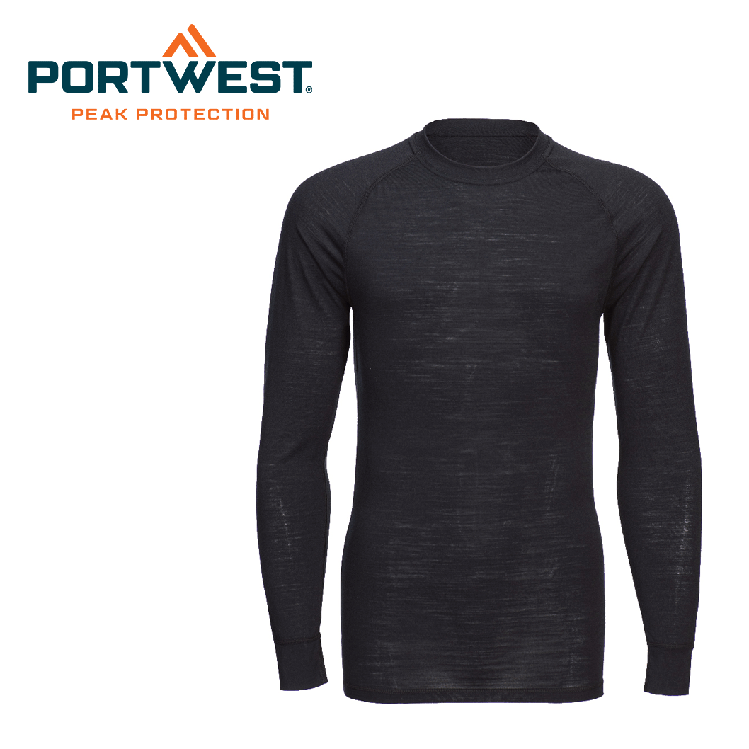 Alusvaatteet pusero Portwest Merinovilla Musta