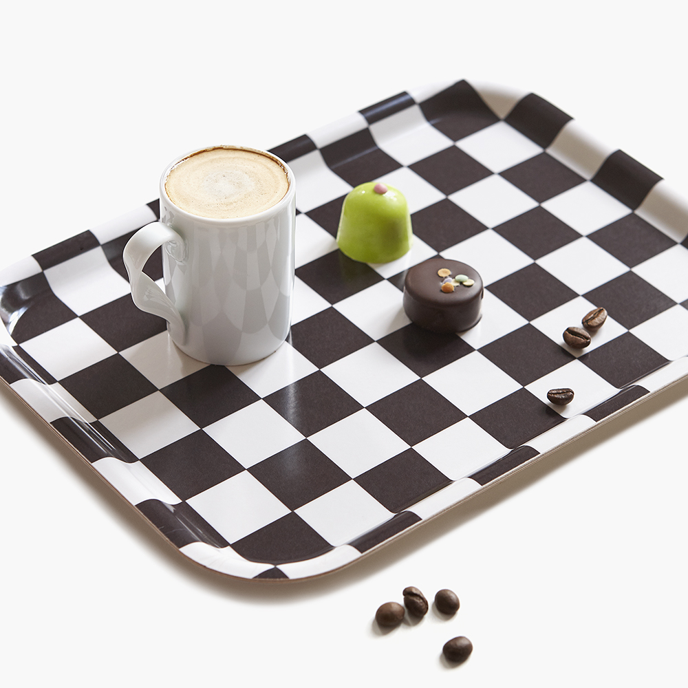 Espresso / Cream  CHECKER Bricka - 27x20 cm  - 2
