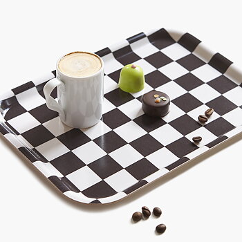 Espresso / Cream  CHECKER Serving Tray - 27x20 cm 