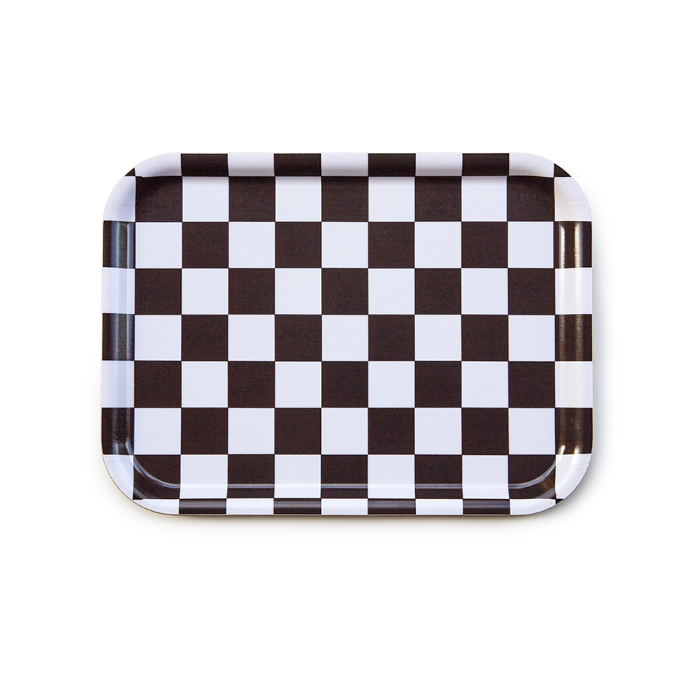 Espresso / Cream  CHECKER Bricka - 27x20 cm 