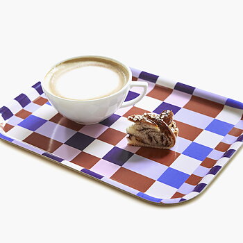 Caramel / Sky CHECKER MIX Serving Tray - 27x20 cm 