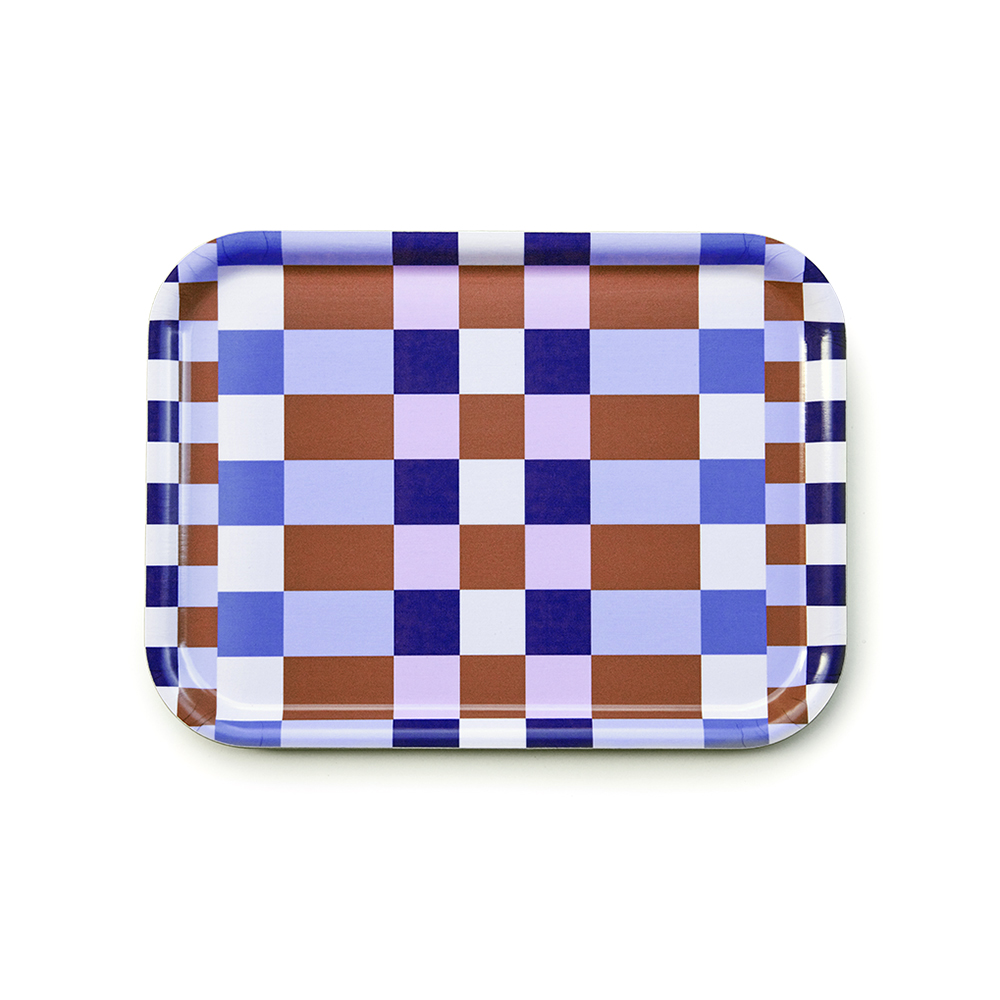 Caramel / Sky CHECKER MIX Serving Tray - 27x20 cm 