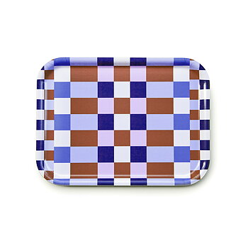 Caramel / Sky CHECKER MIX Serving Tray - 27x20 cm 