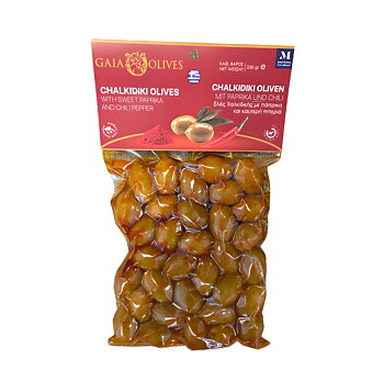 chalkidiki olives with sweet paprika and chili, 250g gaia