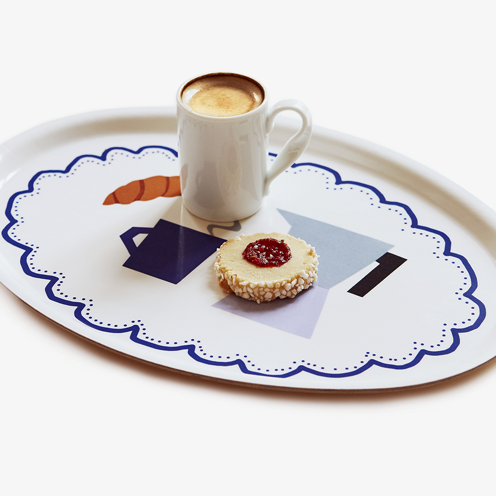 COFFEE TIME Oval Serving Tray - 31x22cm - 2