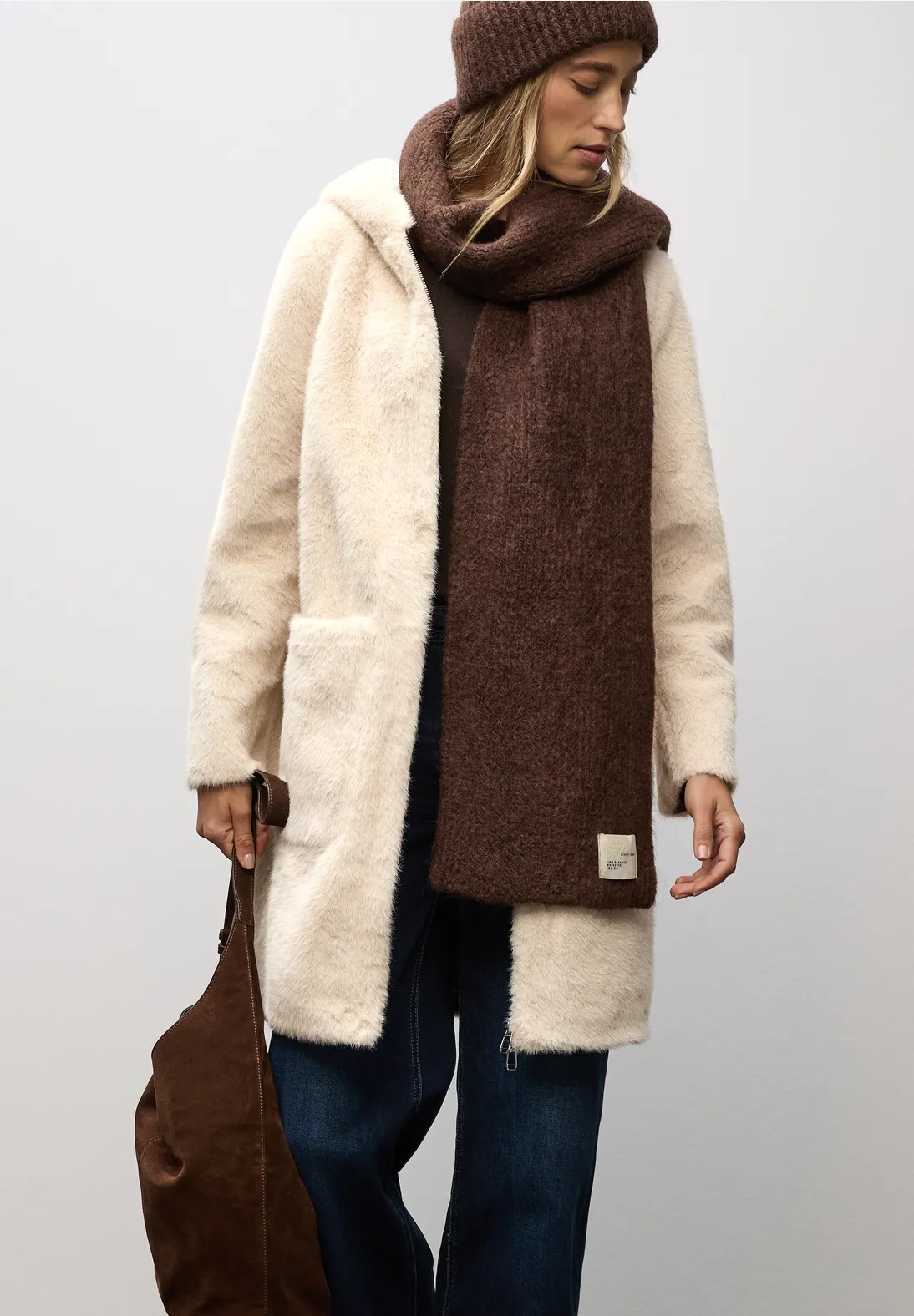 Fake Fur Coat With Hoody - Street One - 4