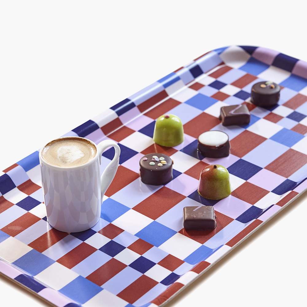Caramel / Sky CHECKER MIX  Serving Tray - 43 x 22 cm  - 2