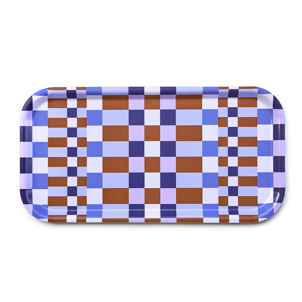 Caramel / Sky CHECKER MIX  Serving Tray - 43 x 22 cm 