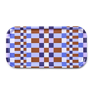Caramel / Sky CHECKER MIX  Serving Tray - 43 x 22 cm 