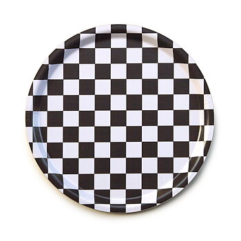Espresso / Cream  CHECKER  Round Serving Tray - 31 cm 