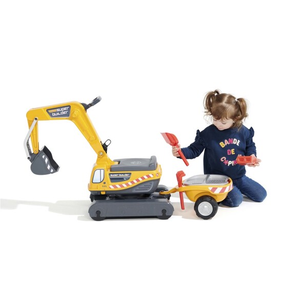 FALK Grävmaskin Super Builder inkl vagn med tillbehör 3-7 år - 8