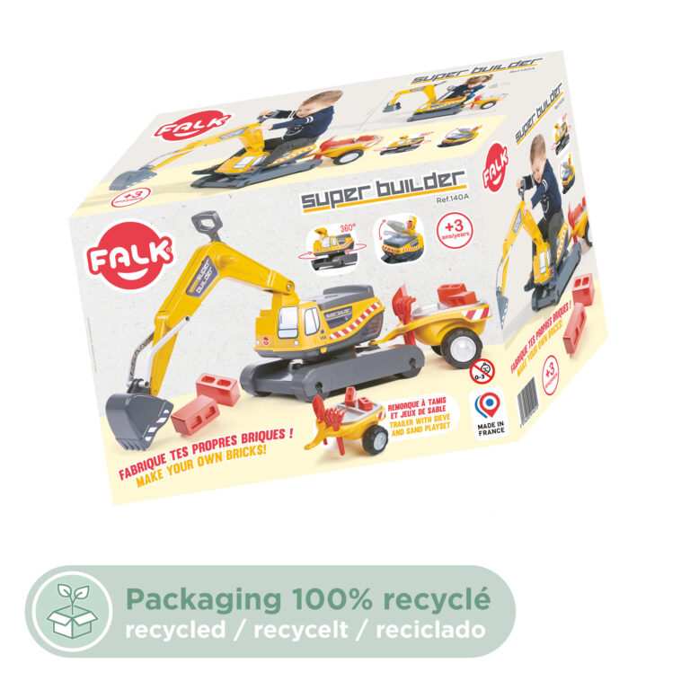 FALK Grävmaskin Super Builder inkl vagn med tillbehör 3-7 år - 9