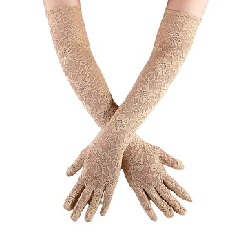 LÅNGA SPETSHANDSKAR - beige