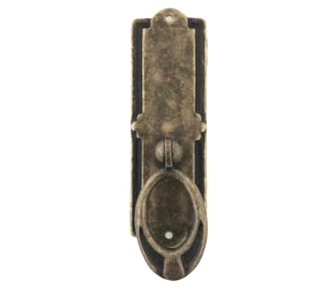 Handtag stående ringhandtag antik-patinerat mässingfärgat draghandtag shabby chic lantlig stil