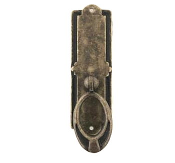 Handtag stående ringhandtag antik-patinerat mässingfärgat draghandtag shabby chic lantlig stil