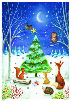 Adventskalender A4 - Djuren vid granen