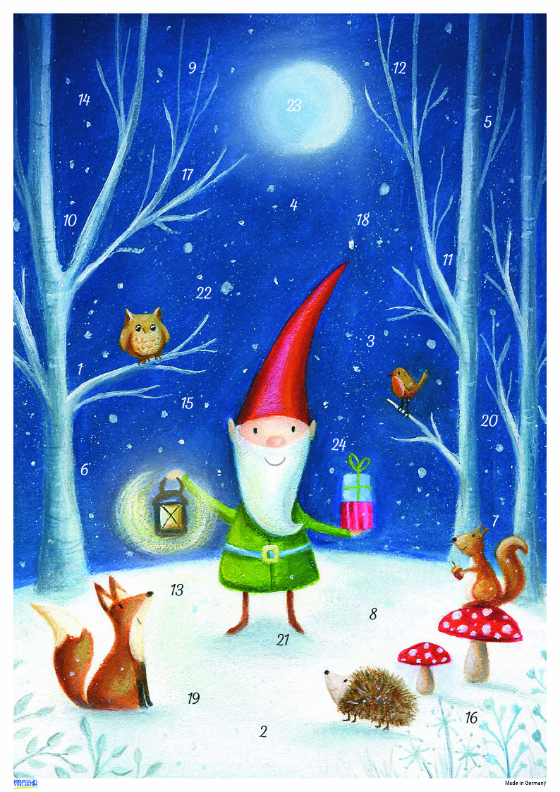 Adventskalender A4 - Nisse med paket