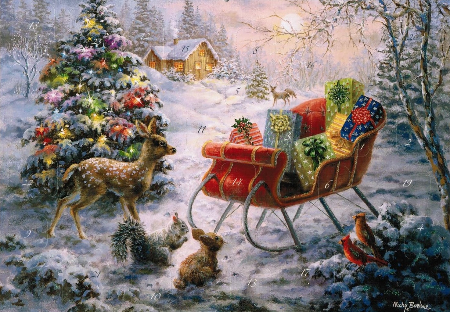 Adventskalender A4 - Rådjur och släde