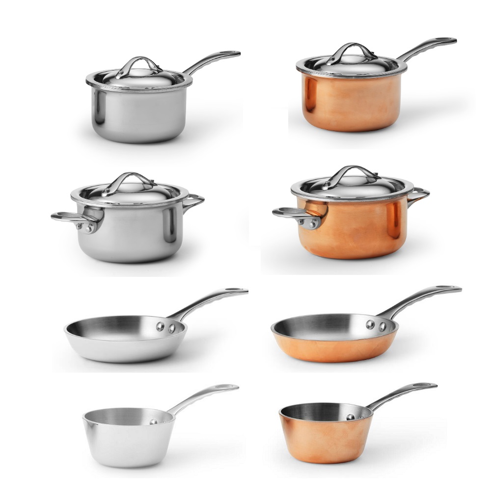 Mini Kastrull grytor pannor i 3 skikt rostfritt och koppar/rostfritt