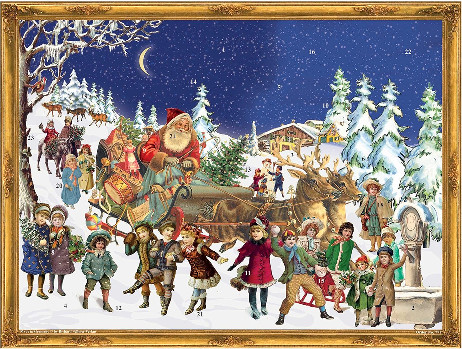 Adventskalender A3 Viktoriansk - Tomtesläde