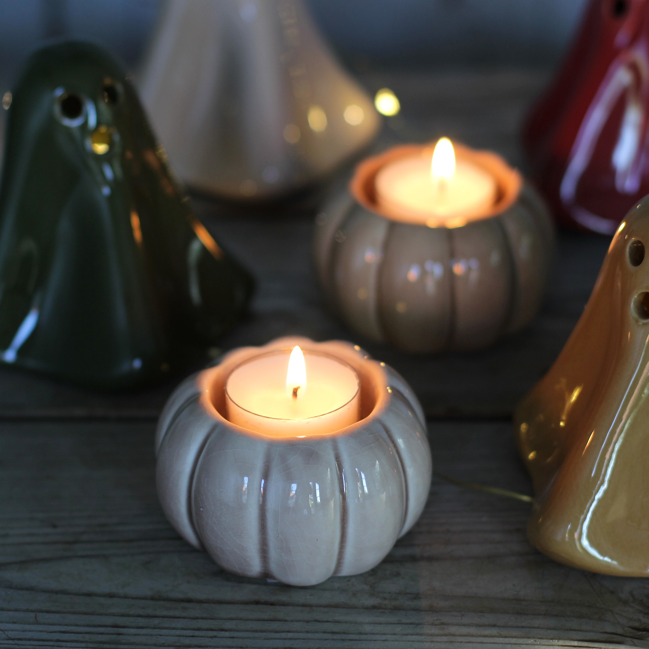 Pumpa ljuslykta - Beige