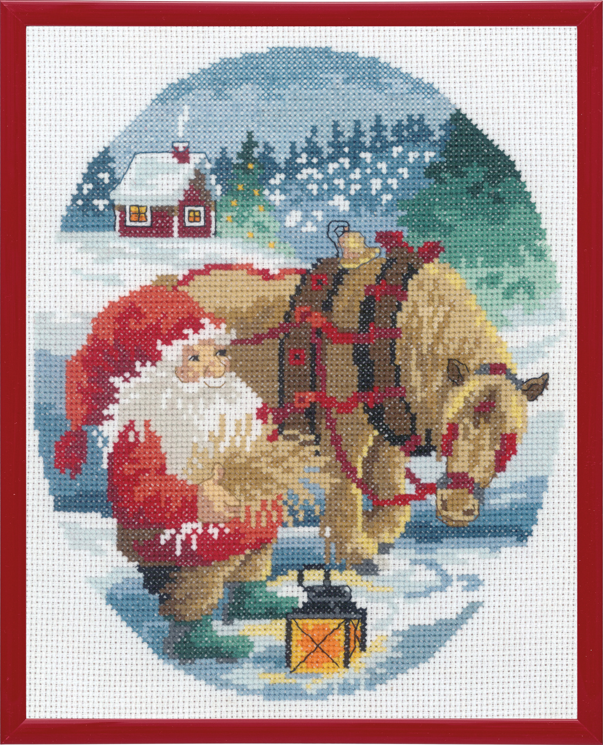 Jultavla tomte & häst Permin artnr 92223