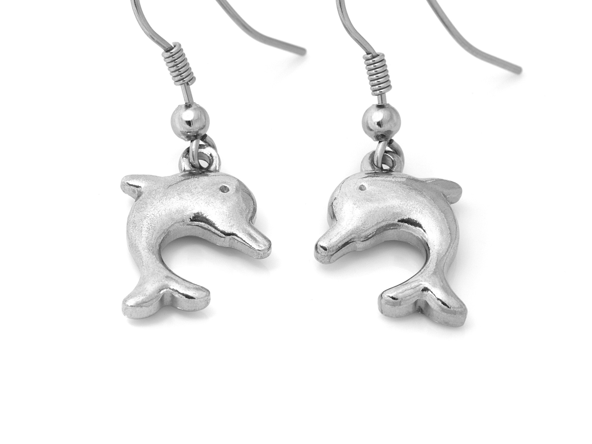 Delfin Örhängen i Rostfritt Stål, Hav Accessoar, Djur Smycke - 2