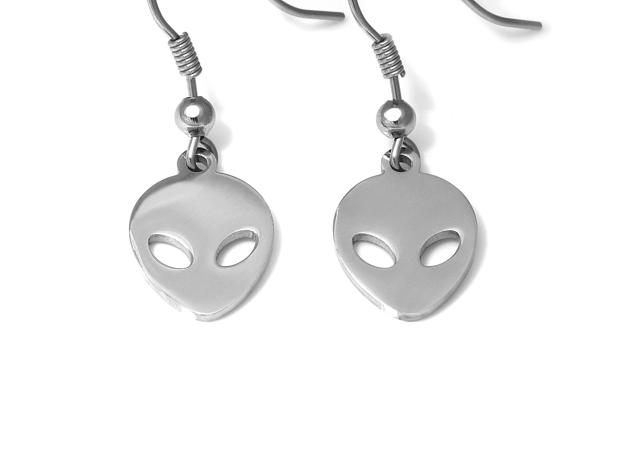 Alien Örhängen i Rostfritt Stål, UFO Accessoar, Utomjording Smycke - 2