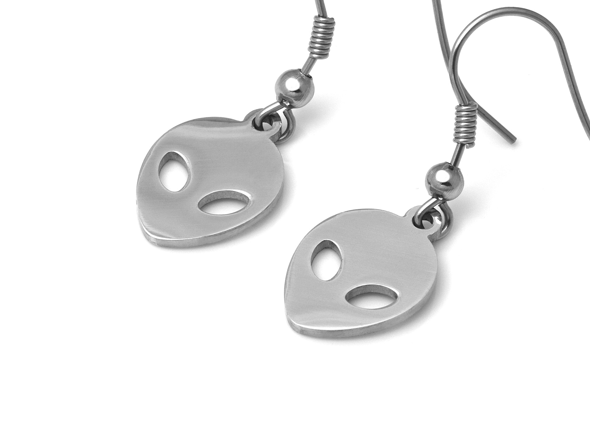 Alien Örhängen i Rostfritt Stål, UFO Accessoar, Utomjording Smycke - 3