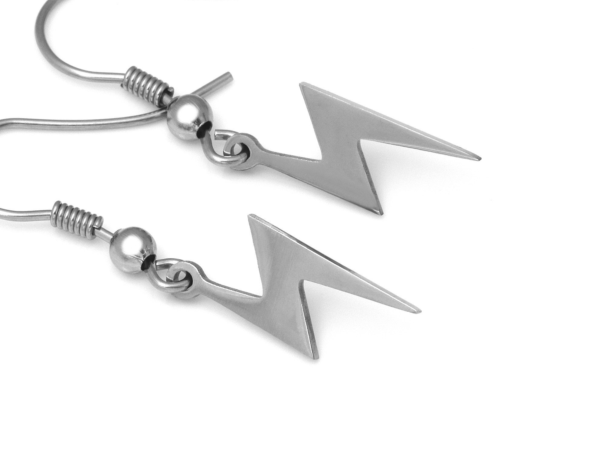 Blixt Örhängen i Rostfritt Stål, Oväder Accessoar, Åska Smycke - 3