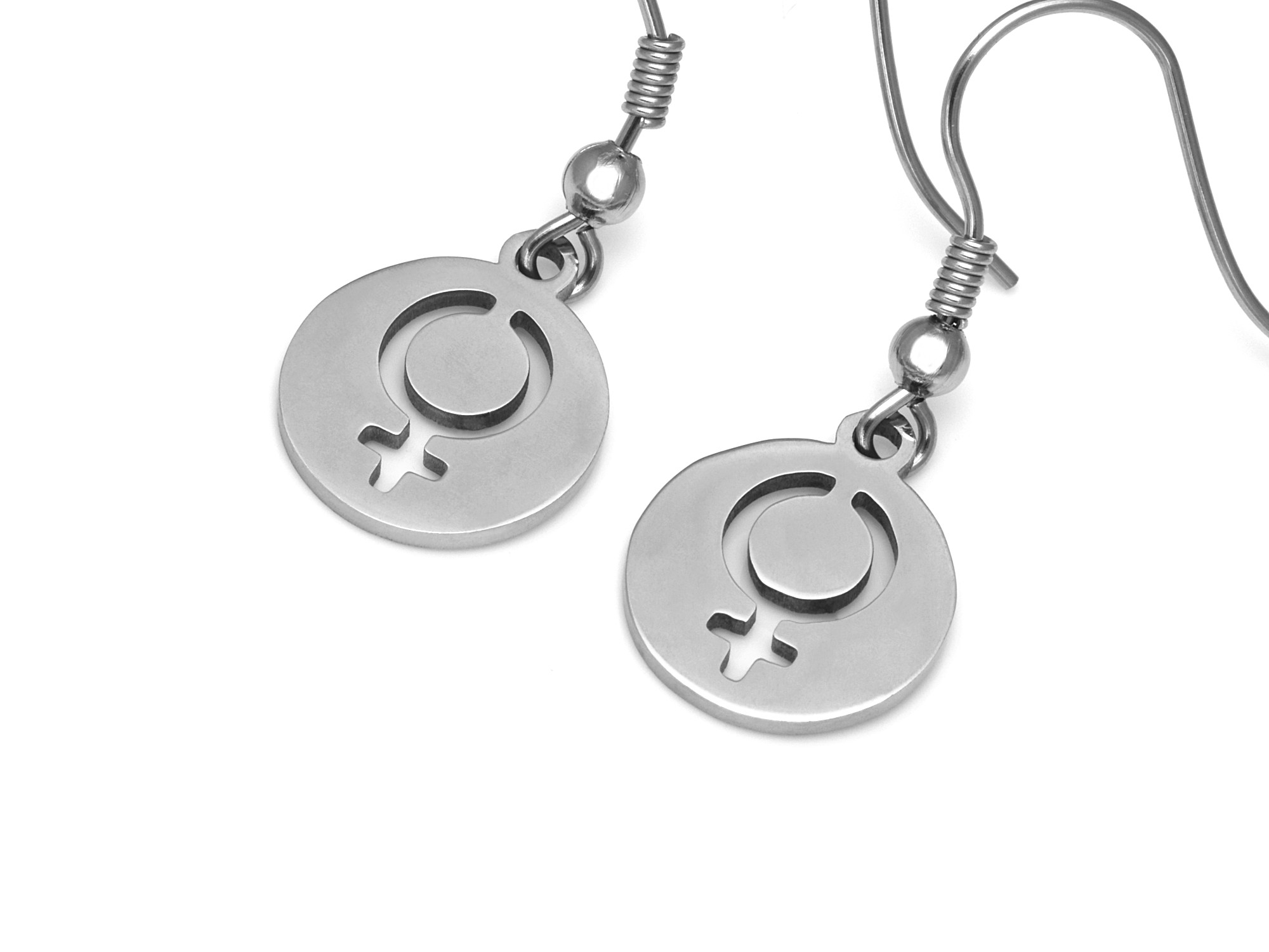 Feministtecken Örhängen i Rostfritt Stål, Kvinnosymbol Accessoar, Feminist Smycke - 3