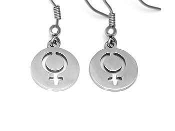 Feministtecken Örhängen i Rostfritt Stål, Kvinnosymbol Accessoar, Feminist Smycke