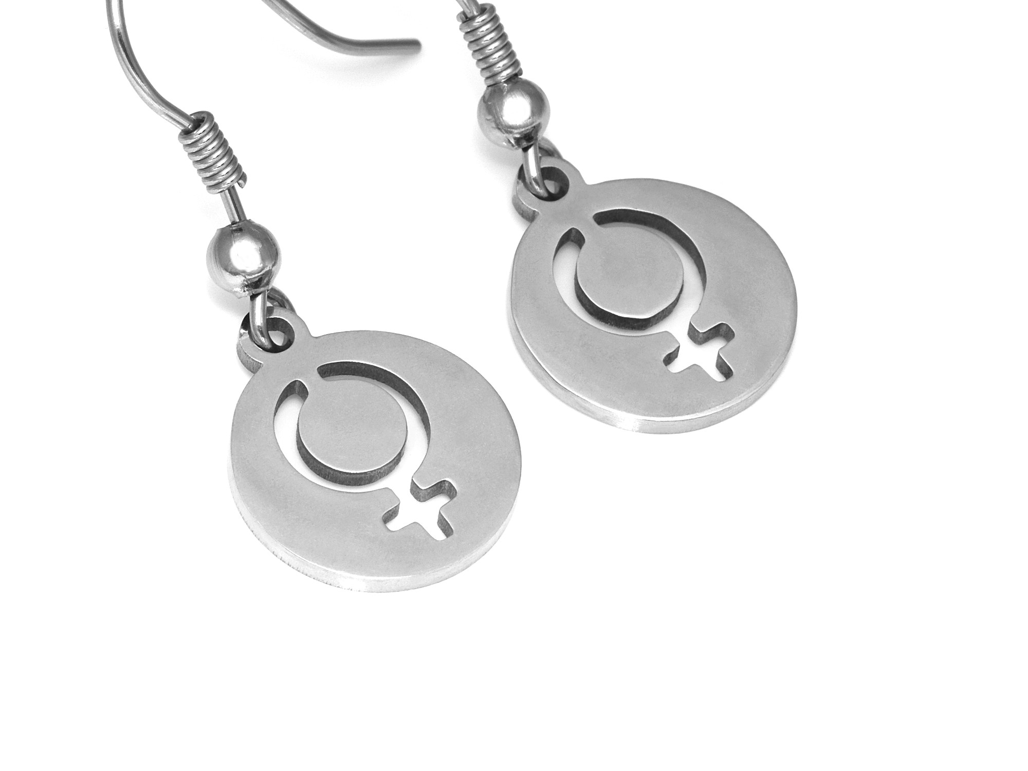Feministtecken Örhängen i Rostfritt Stål, Kvinnosymbol Accessoar, Feminist Smycke - 2