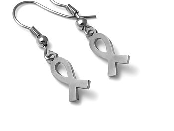 Cancerband Örhängen i Rostfritt Stål, Symbol för Kampen mot Cancer Accessoar, Vård Smycke