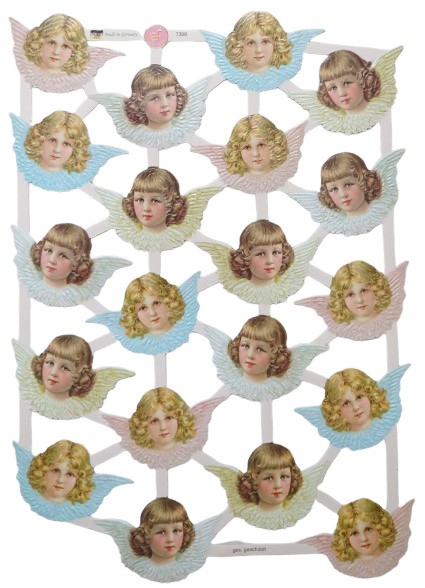 Old fashioned bookmarks - Pastel angels, medium
