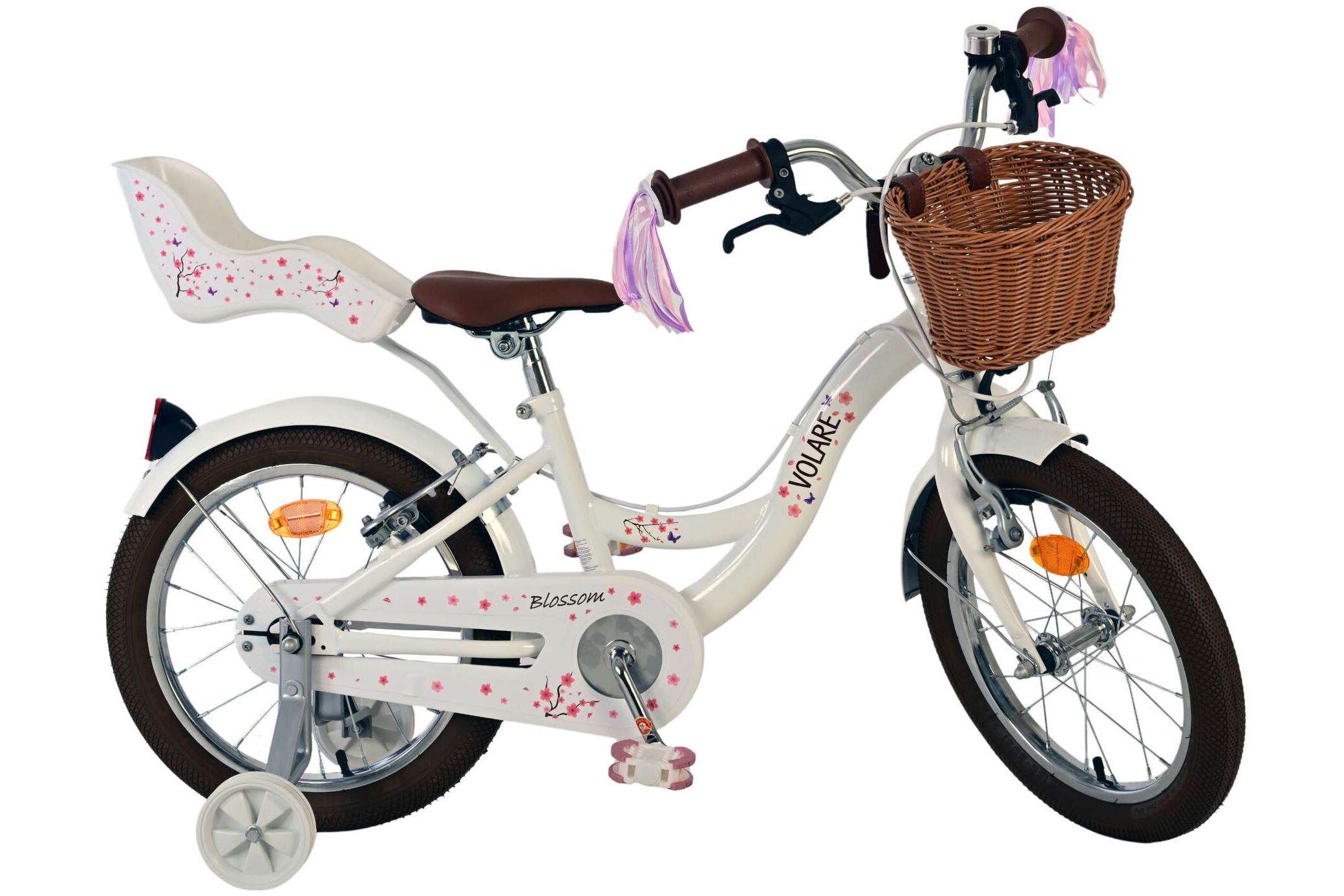 Barncykel Volare Blossom 16 tum – Vit för barn 4–6 år