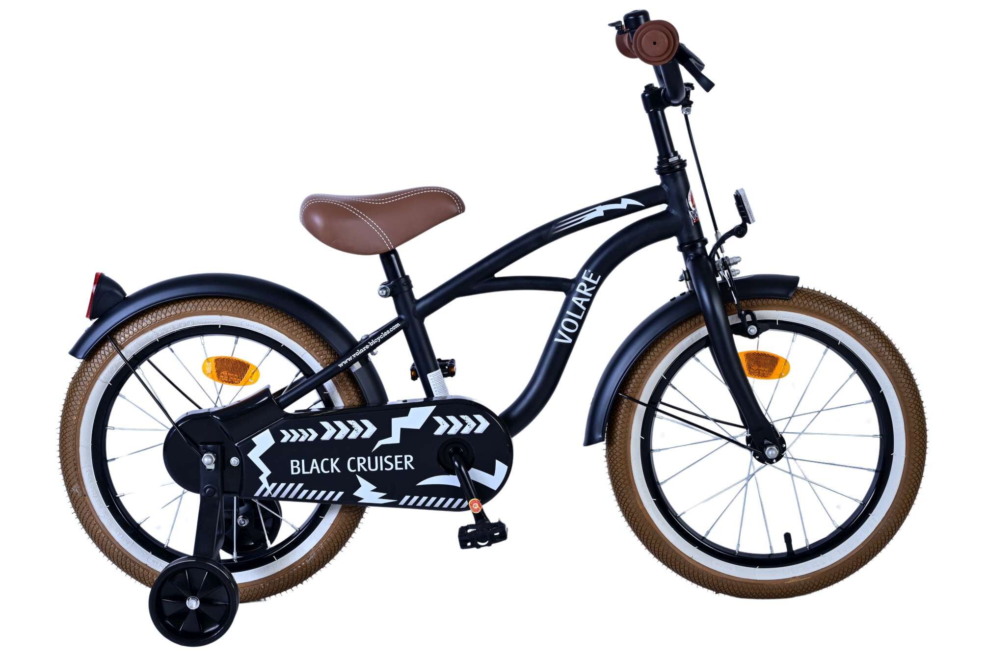 Barncykel Volare Cruiser 16 tum – Svart för barn 4–6 år