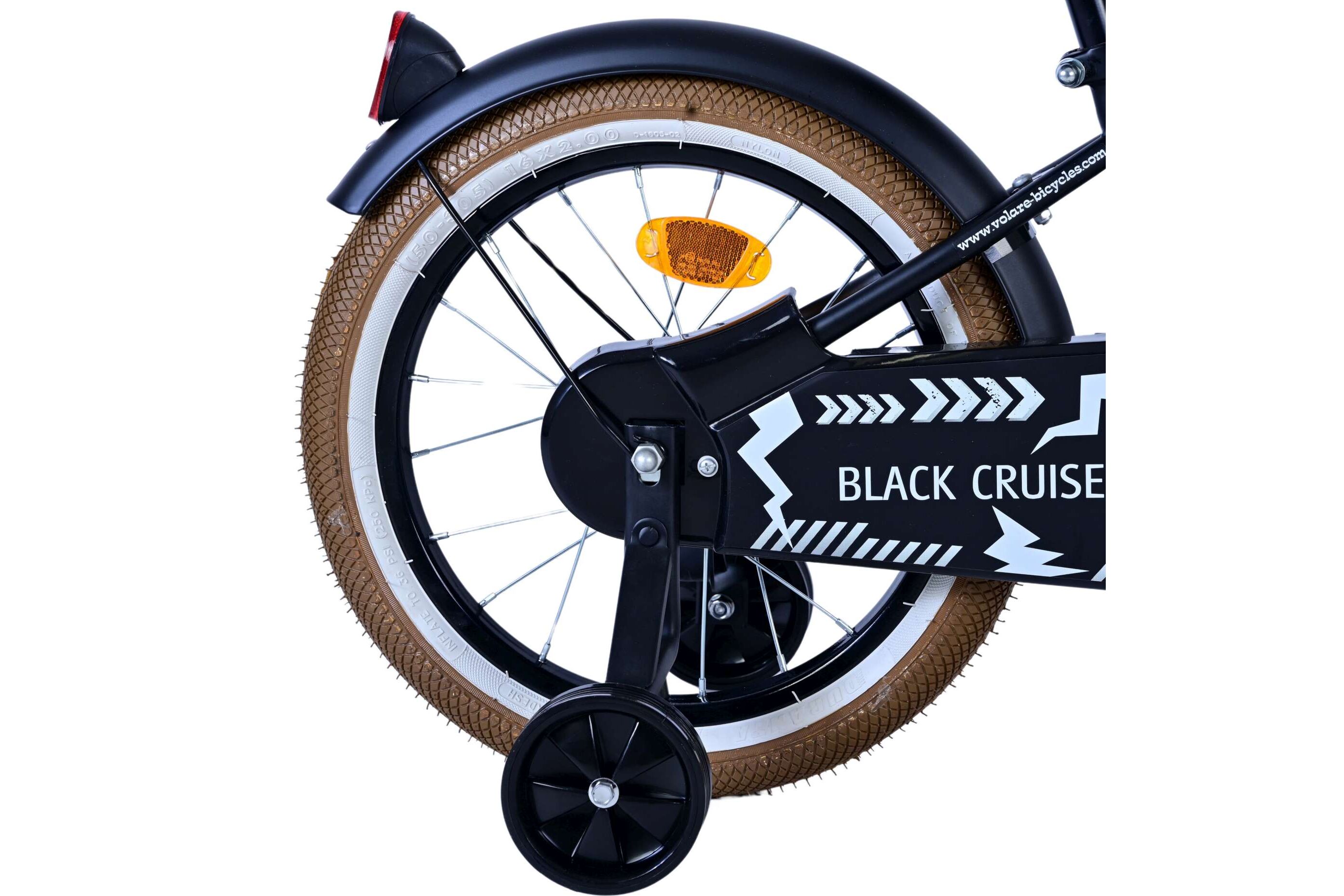 Barncykel Volare Cruiser 16 tum – Svart för barn 4–6 år - 2