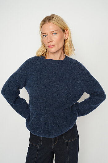 MMThora O-neck Frill Knit Ensign Blue