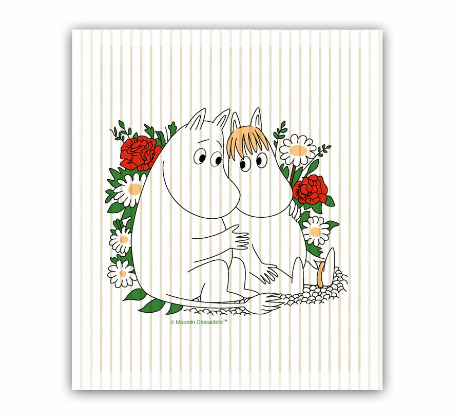 Moomin dishcloth - Moomin & Snorkmaiden Flowers