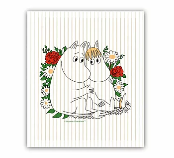 Moomin dishcloth - Moomin & Snorkmaiden Flowers