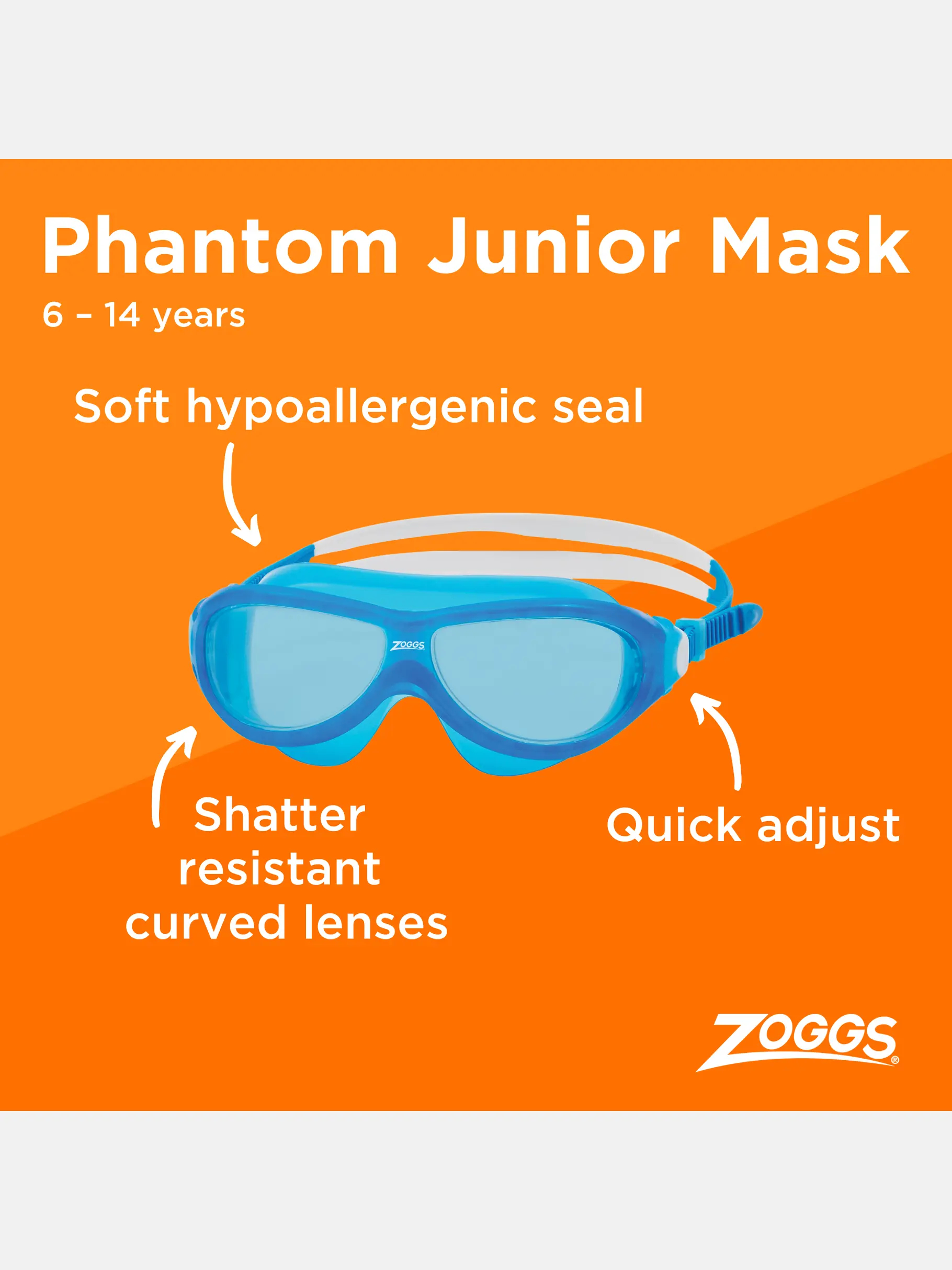 Zoggs Phantom Junior Masque lunettes de natation Bleu - 6-14 ans - 2