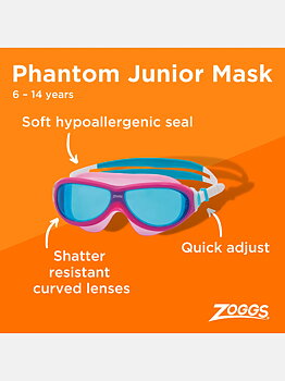 Zoggs Phantom Junior Mask svømmebriller Rosa - 6-14 år
