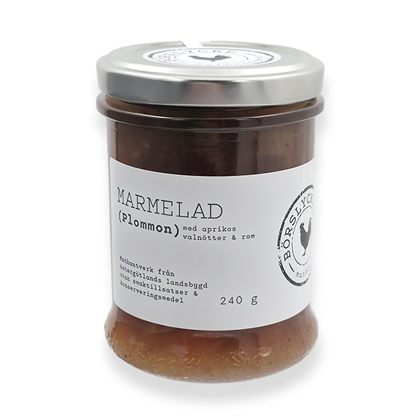 Börslycke Marmelad Plommon med Aprikos, Valnötter & Rom, 240 g