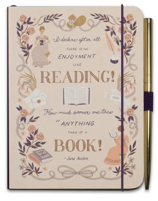 Pulteney Press : Jane Austen There is no Enjoyment like Reading - Skrivbok linjerad A6 med penna och resårband