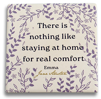 Pulteney Press : Jane Austen "There is nothing like staying at home for real comfort"   - Mugg/Glasunderlägg i keramik