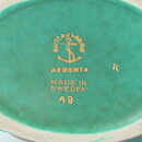 Wilhelm Kåge (Argenta 1955) Green Swelling Vase with Silver Lines Decor 16 cm