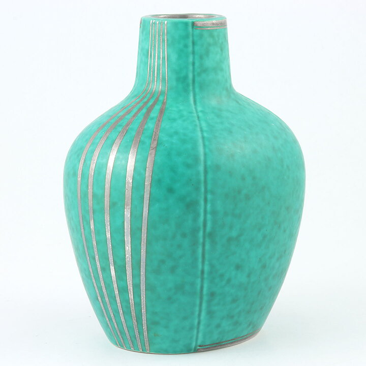 ヴィルヘルム・コーゲ  Argentaシリーズ  緑色のベース  シルバーのライン模様  (16cm)  1955年